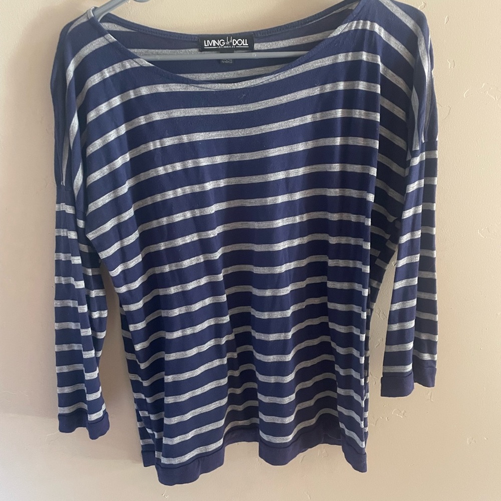 Living Doll striped shirt with 3/4 sleeve
